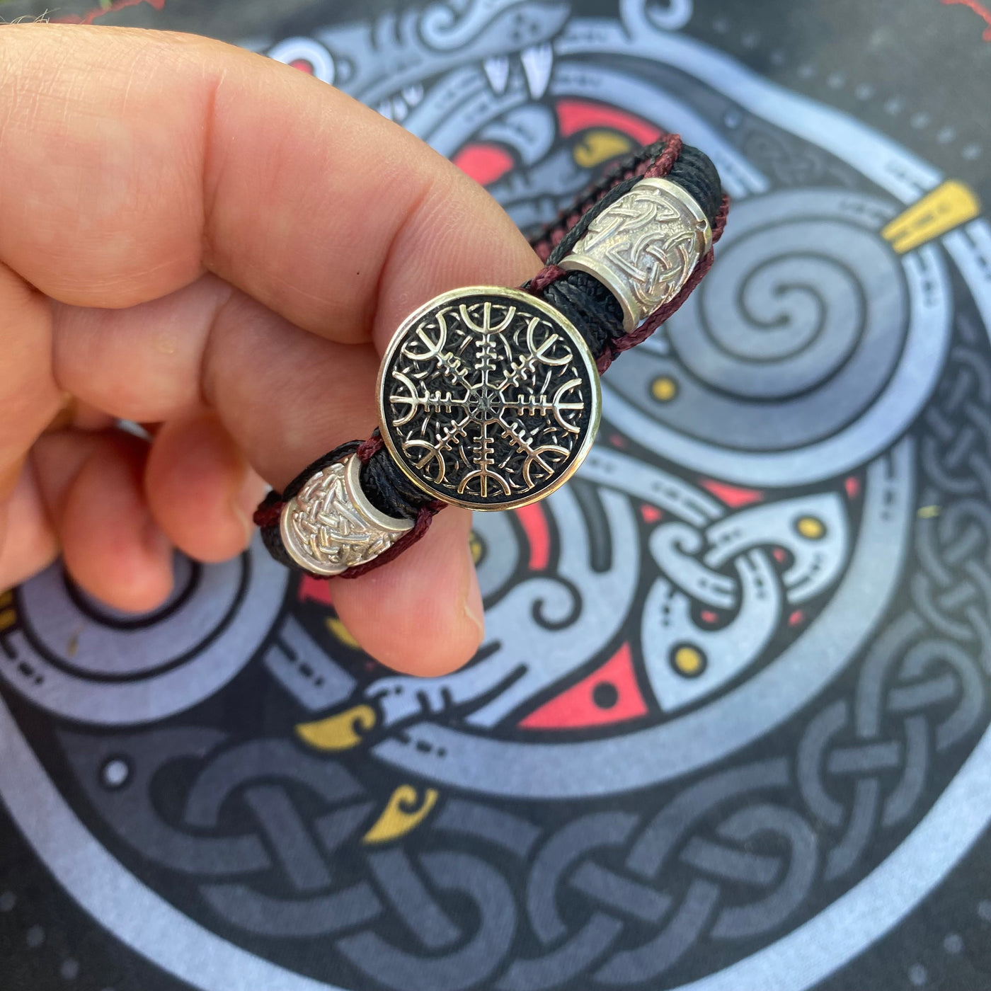 Thin Ægishjálmur and Vegvisir bracelets