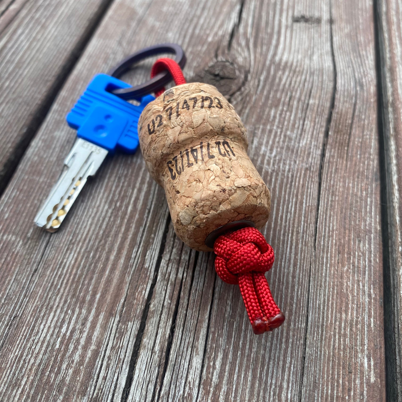 Champagne cork keychain