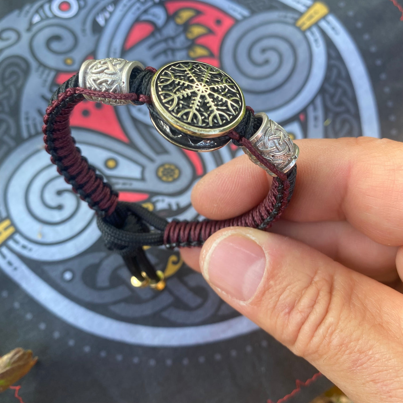 Thin Ægishjálmur and Vegvisir bracelets