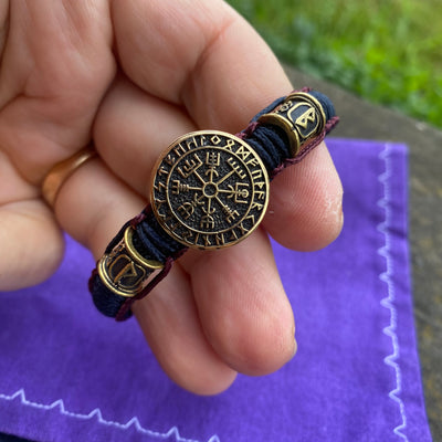 Thin Ægishjálmur and Vegvisir bracelets