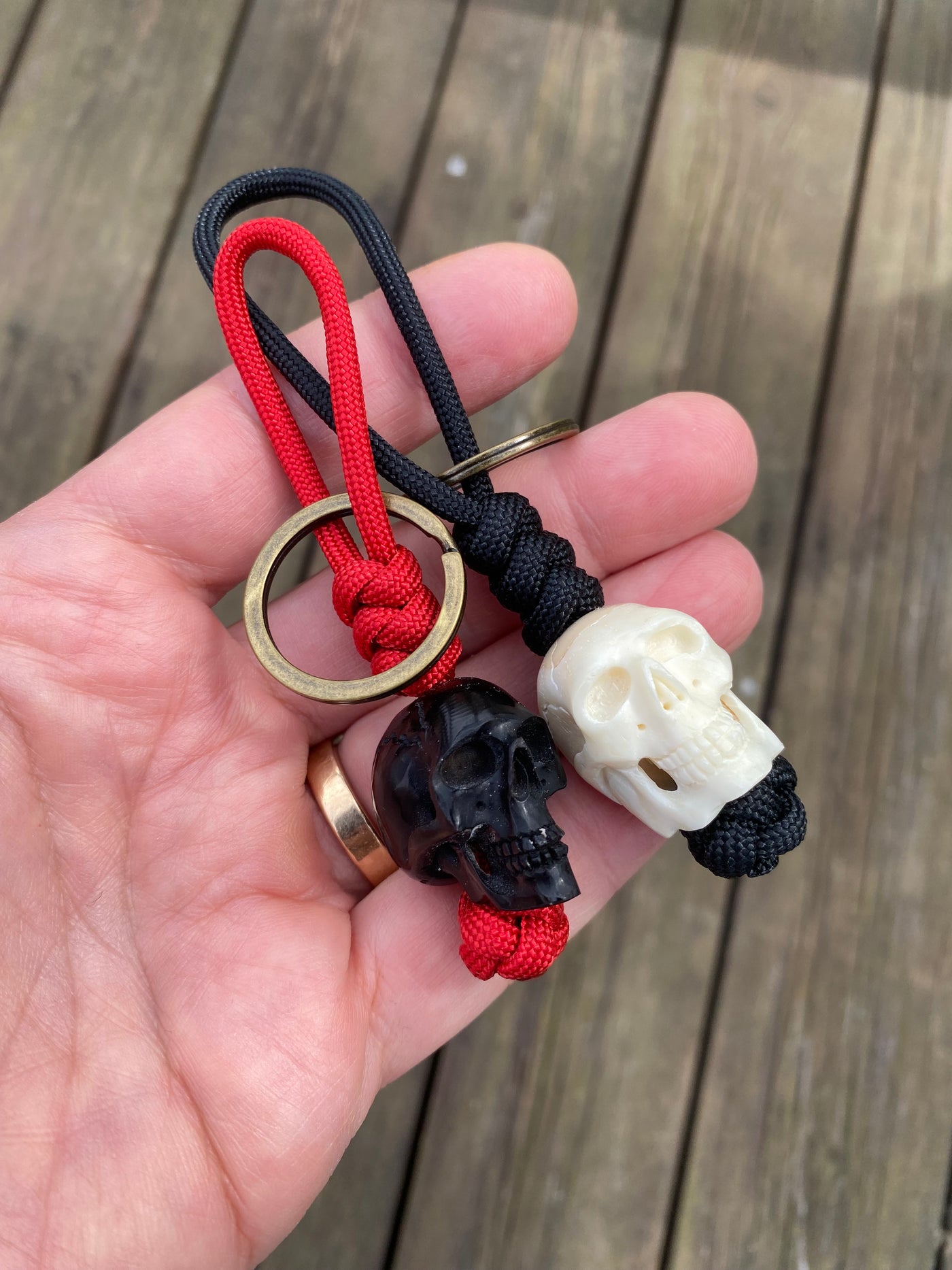 Bone skull keychain