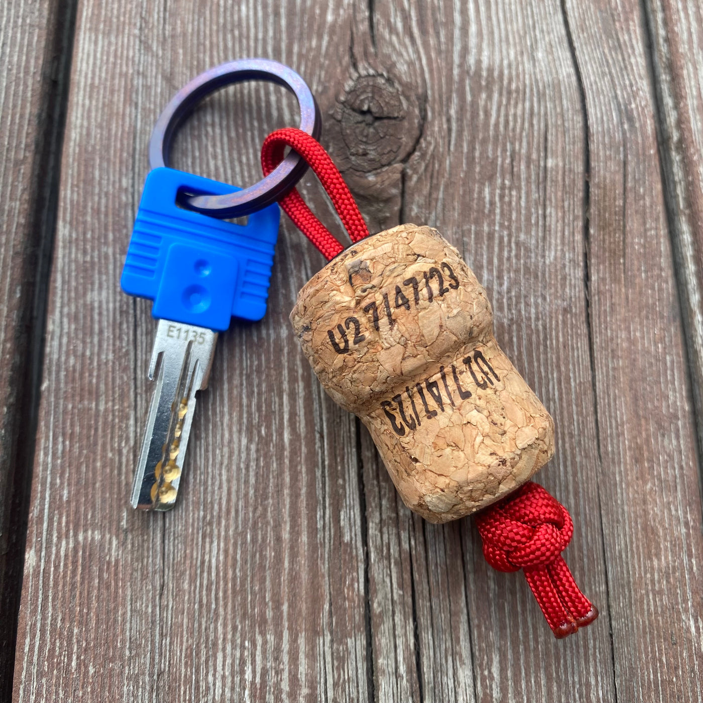 Champagne cork keychain