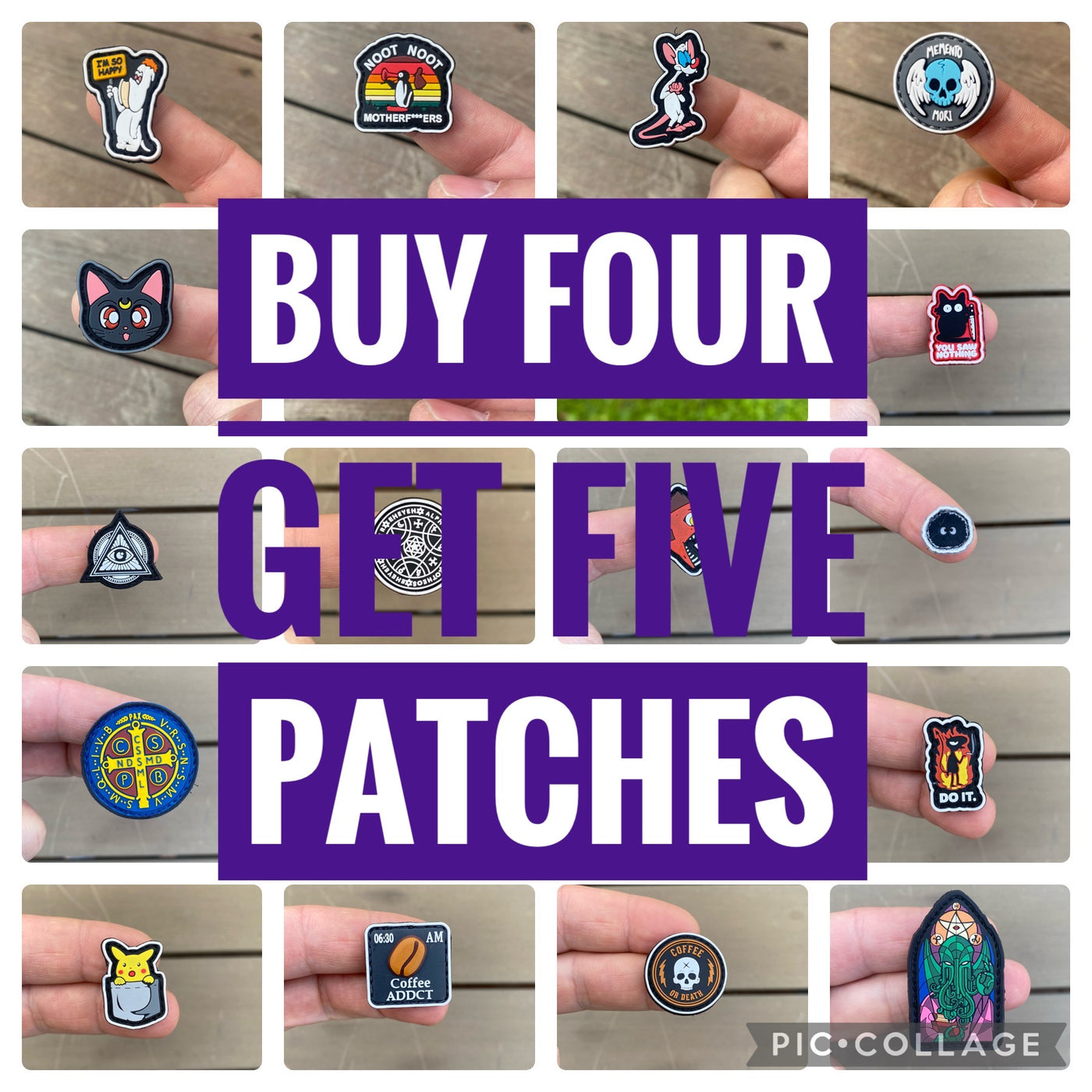 Buy four Get five of any patches