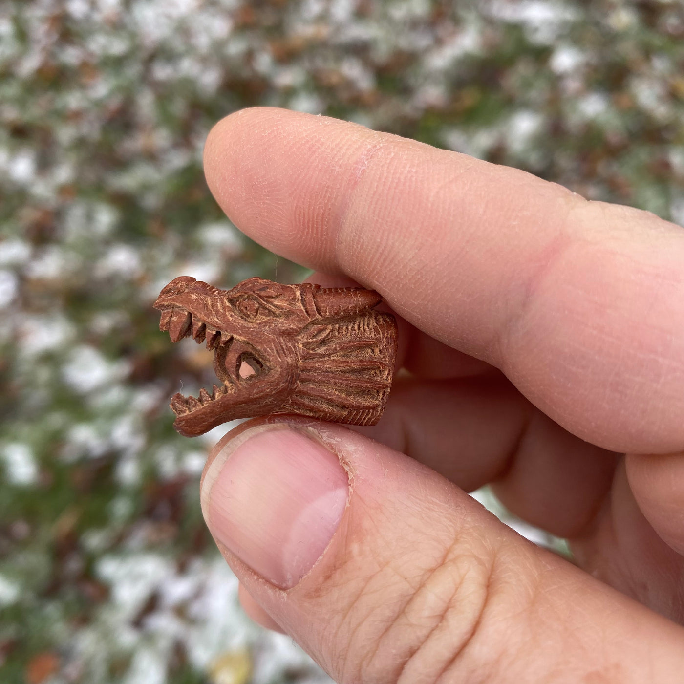 Dragon bead in Hand Carved wood