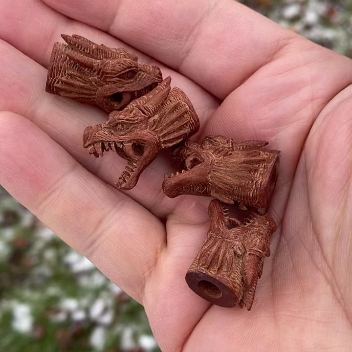 Dragon bead in Hand Carved wood