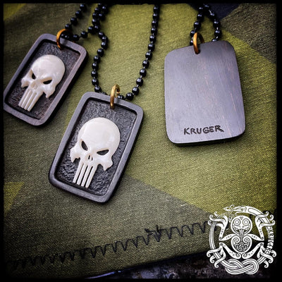 Hand carved Punisher dog tags