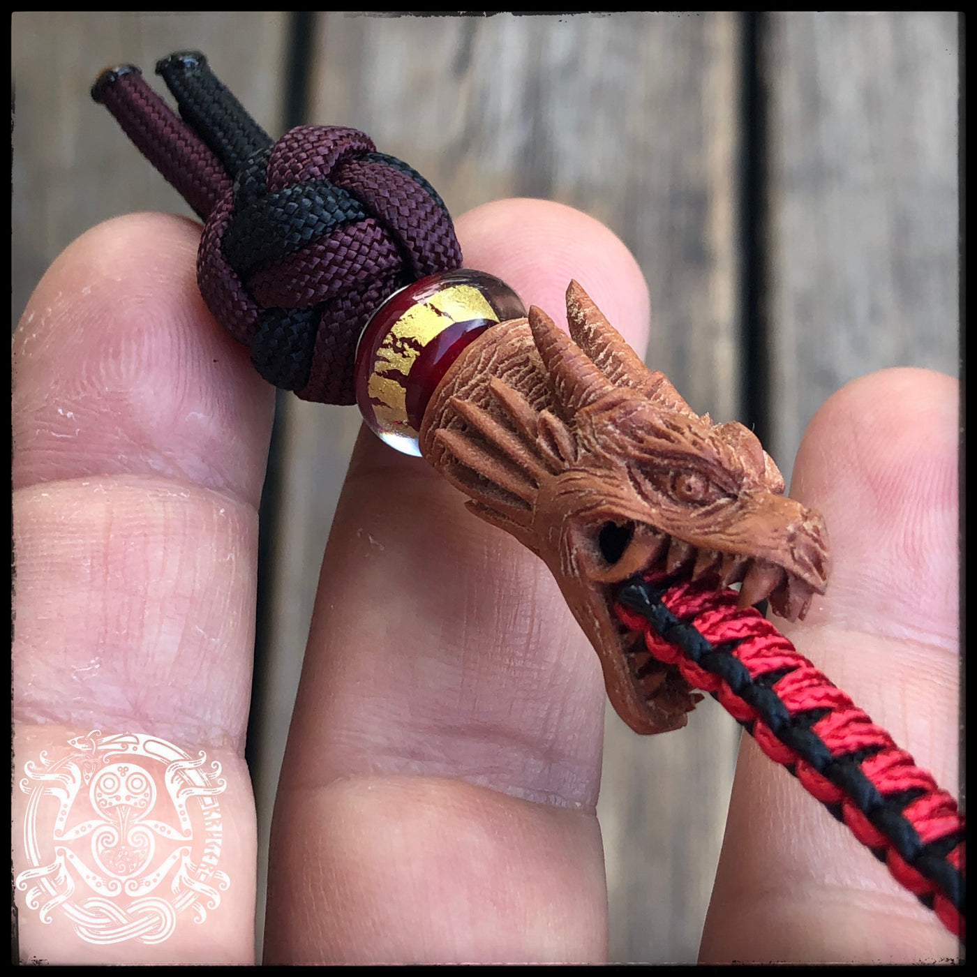 Hand carved Wooden Dragon Keychain