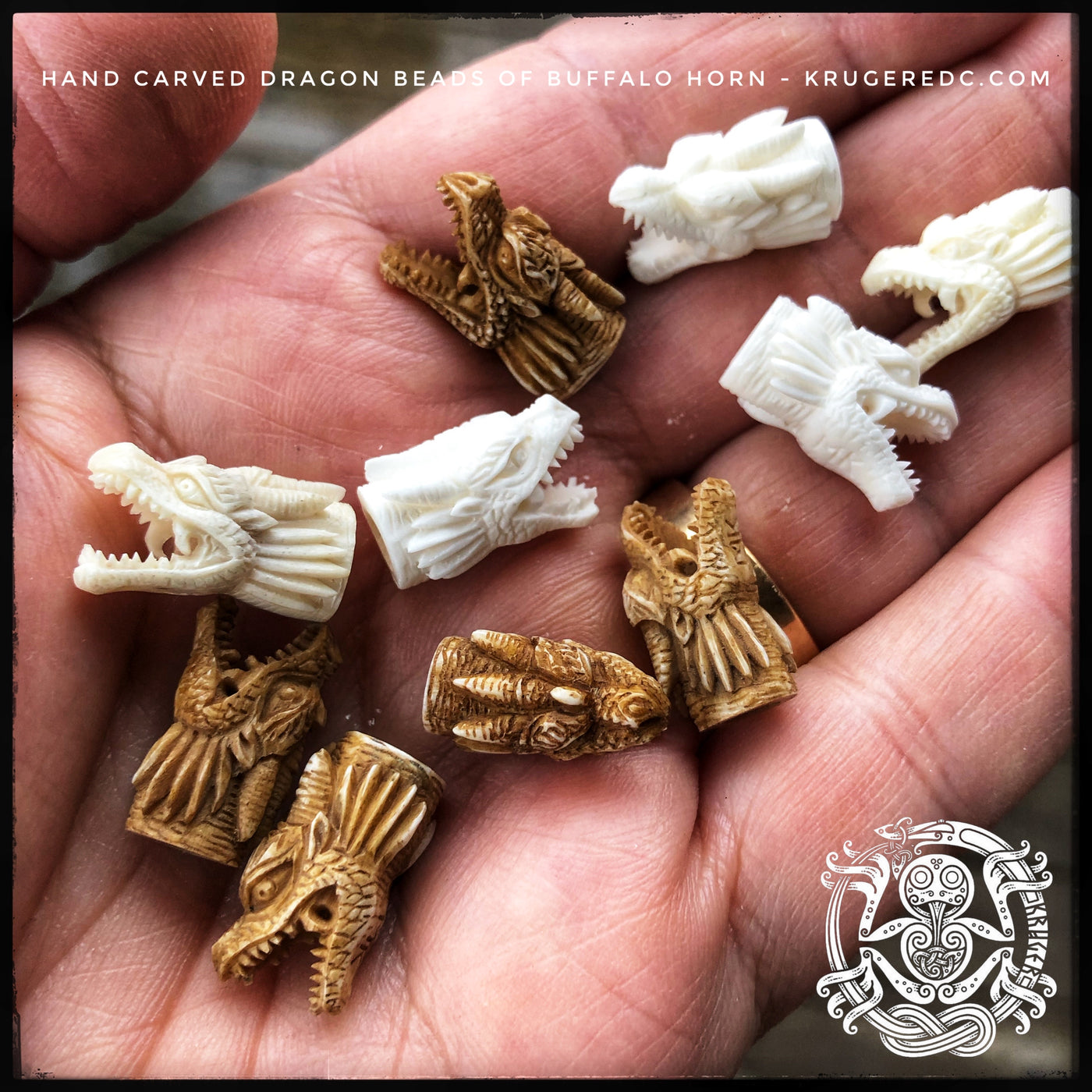 Handcarved dragon beads