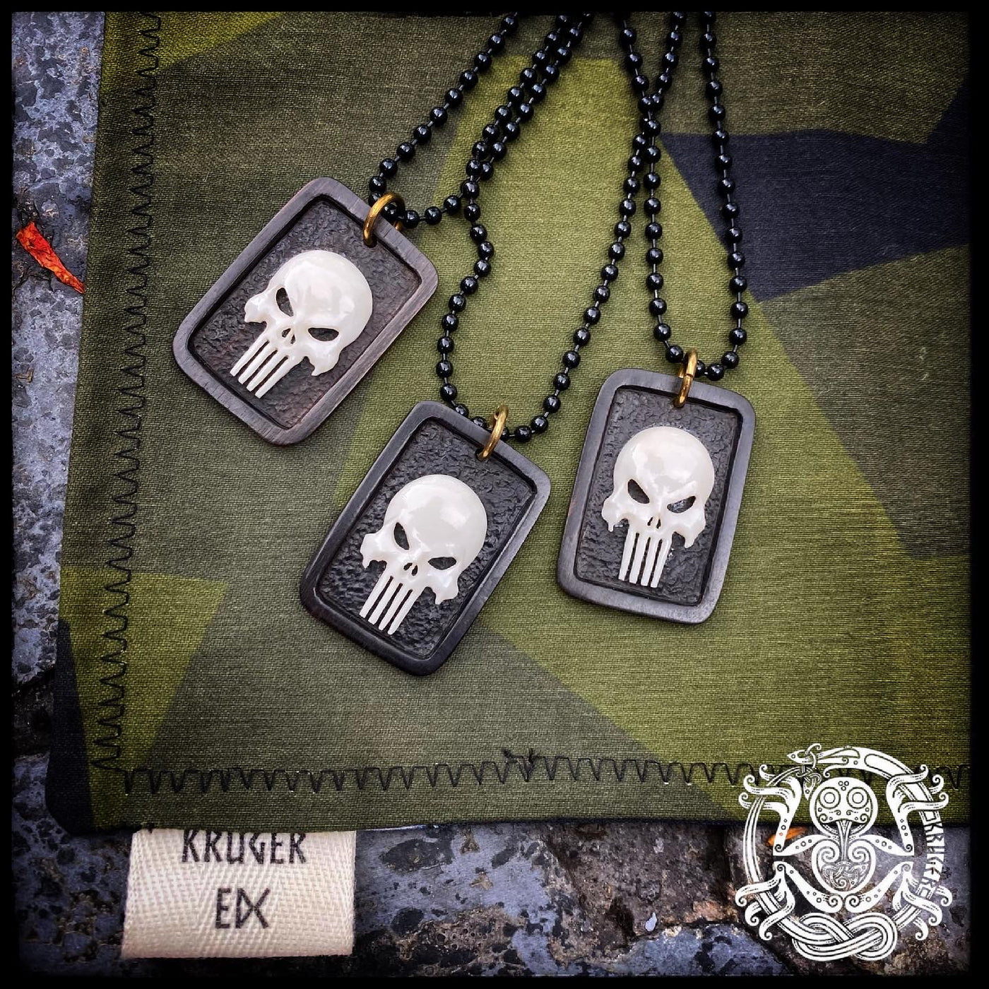 Hand carved Punisher dog tags