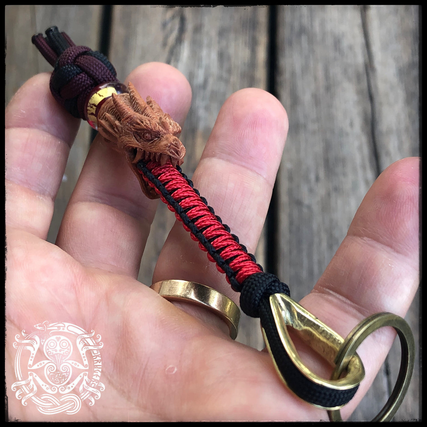Hand carved Wooden Dragon Keychain